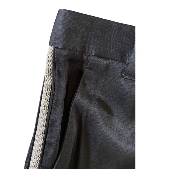 3.1 Phillip Lim Pants Side Silver Beaded Stripe Satin High Rise Jogger Slit Hem - Picture 6 of 13